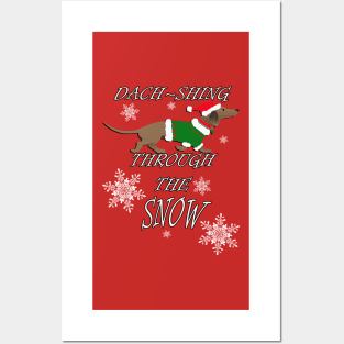 Cute Dachshund Dach-shing Through The Snow Gift Christmas Gifts Posters and Art